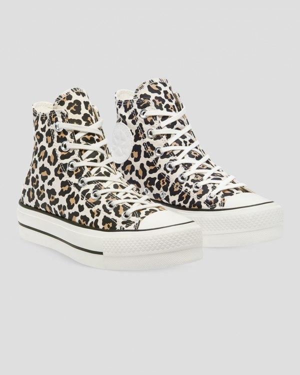 Converse Chuck Taylor Lift Leopard Print High Top Leopard Sko Danmark - Converse Platform Sneakers D